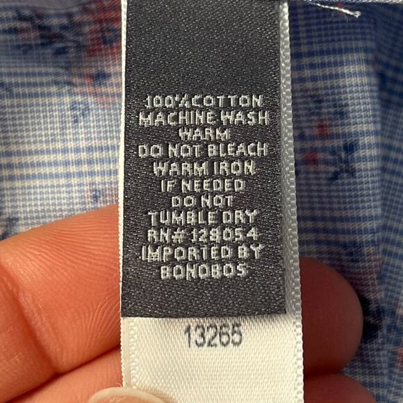 Bonobos Tailored Slim Fit Blue Stripe/Floral Print Long Sleeve Button Down 16/35 - Picture 8 of 8